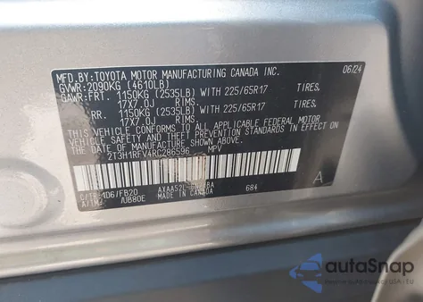 2024 Toyota Rav4 Le z USA, uszkodzony, nr VIN 2T3H1RFV4RC286596